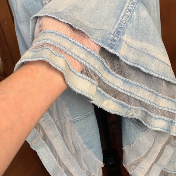 Flouncy Chambray Skirt with Flutter Hem 8 - Picture 6 of 9